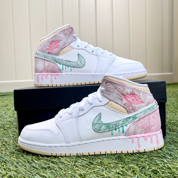 Jordan Shoes - Nike Air Jordan 1 Mid GS Ice Cream Shoes